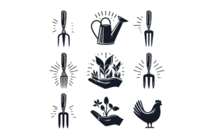 ai generiert Hand Gabel Bauernhof Werkzeuge Illustration Silhouette png Datei