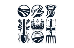 AI generated Hand Fork Farm Tools Illustration Silhouette PNG File