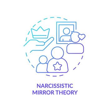 2d Delgado línea degradado icono narcisista espejo teoría concepto, aislado vector, azul ilustración representando codependiente relación. vector