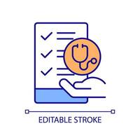 2D editable content standards icon representing health interoperability resources, isolated vector, multicolor thin line illustration. vector