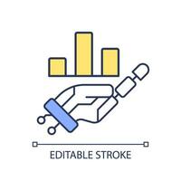 2D editable data assessment icon representing AI ops, isolated vector, multicolor thin line illustration. vector
