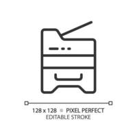 2D pixel perfect editable black copier simple icon, isolated vector, thin line document illustration. vector