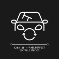 2D pixel perfect editable white car headlight icon, isolated vector, thin line simple illustration representing car service and repair. vector