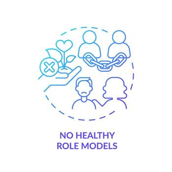 2d Delgado línea degradado icono No sano papel modelos concepto, aislado vector, azul ilustración representando codependiente relación. vector