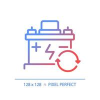 2D pixel perfect gradient car battery icon, isolated vector, thin line illustration representing car service and repair. vector