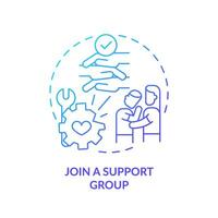 2D thin line gradient icon join a support group concept, isolated vector, blue illustration representing codependent relationship. vector