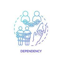 2D thin line gradient icon dependency concept, isolated vector, blue illustration representing codependent relationship. vector