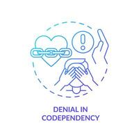 2D thin line gradient icon denial in codependency concept, isolated vector, blue illustration representing codependent relationship. vector