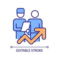 2D editable improved patient care icon representing health interoperability resources, isolated vector, multicolor thin line illustration. vector