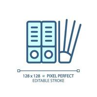 2D pixel perfect editable blue file icon, isolated vector, thin line document illustration. vector