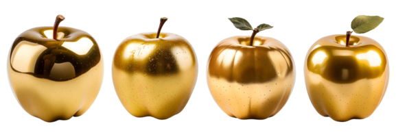 AI generated Set of Glowing Golden Apple Treasures png