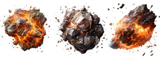 AI generated Set of Exploding and Falling Meteor Rocks png