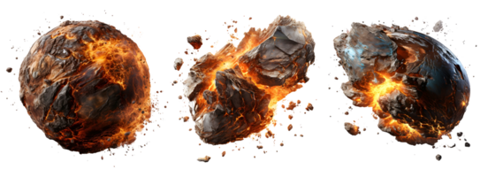 AI generated Falling Meteor Rocks Bursting in Intensity png