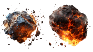 AI generated Falling Meteors in Explosive Collection, Astronomical Inferno png