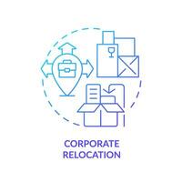 2D corporate relocation gradient icon representing moving service, simple isolated vector, thin line illustration. vector