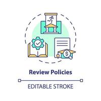 2D editable review policies thin line icon concept, isolated vector, multicolor illustration representing athletic scholarship. vector