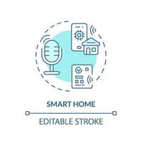 2D editable smart home thin line blue icon concept, isolated vector, illustration representing voice assistant. vector