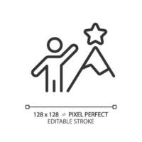 2D pixel perfect editable black perseverance icon, isolated vector, thin line illustration representing soft skills. vector