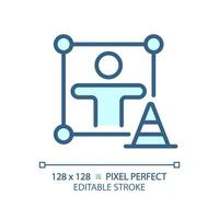 2D pixel perfect editable blue accountability icon, isolated vector, thin line illustration representing soft skills. vector