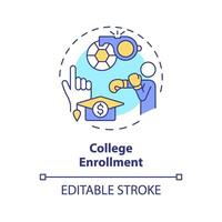 2D editable college enrollment thin line icon concept, isolated vector, multicolor illustration representing athletic scholarship. vector