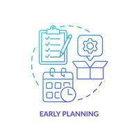 2D early planning gradient icon representing moving service, simple isolated vector, thin line illustration. vector