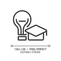 2d píxel Perfecto editable negro innovación icono, aislado vector, Delgado línea ilustración representando suave habilidades. vector