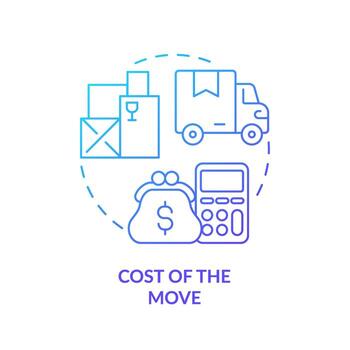 2D cost of the move gradient icon representing moving service, simple isolated vector, thin line illustration. vector