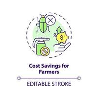 2D editable multicolor cost savings for farmers icon, simple isolated vector, integrated pest management thin line illustration. vector