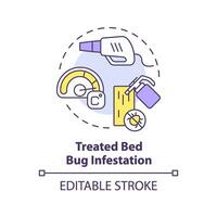 2D editable multicolor treated bed bug infestation icon, simple isolated vector, integrated pest management thin line illustration. vector