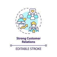 2D editable multicolor icon strong customer relations concept, isolated vector, mindful entrepreneurship thin line illustration. vector