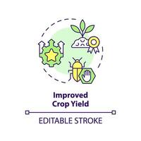 2D editable multicolor improved crop yield icon, simple isolated vector, integrated pest management thin line illustration. vector