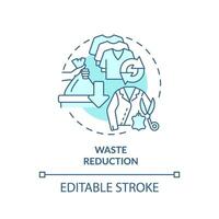 2D editable blue icon waste reduction concept, monochromatic isolated vector, sustainable fashion thin line illustration. vector