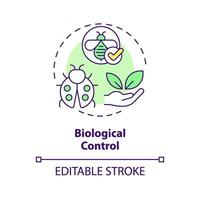 2D editable multicolor biological control icon, simple isolated vector, integrated pest management thin line illustration. vector