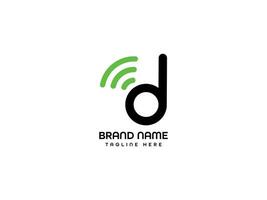 D letter logo modern wi-fi dletter logo 3d  business brand logo vector