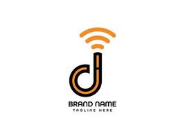 D letter logo modern wi-fi dletter logo 3d  business brand logo vector