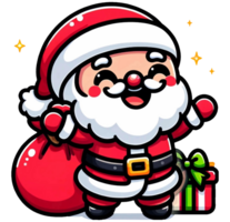 ai gerado santa claus presente caixa Natal clipart ilustrações para impressões, camiseta, cartazes, canecas e usar comercial png