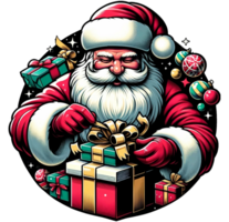 ai genererad santa claus gåva låda jul ClipArt illustrationer för grafik, t-shirt, affischer, muggar och använda sig av kommersiell png