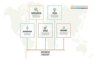 Business process. Infographic elements with 5 steps, options, circles. Vector chart, diagram, presentation.