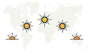 Day cycle line icon. Sun position Changing. Movement path sun. Sunrise Sunset. Vector illustration