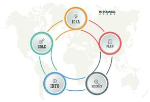 Outline circular infographic. Minimalistic diagram, chart, graph with 5 steps. Vector design element.