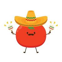 lindo diseño de personajes de tomate. Ilustración de vector vegetal feliz. diseño plano de tomate de dibujos animados para libros infantiles.
