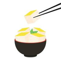 Yellow tofu vector. Tofu on white background. vector