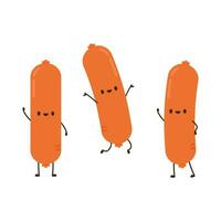 Sausage character design. Sausage on white background. vector