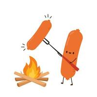 Sausage character design. Sausage on white background. vector