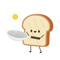 Bread and Egg character design. Breakfast character. vector