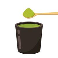 vector de taza de matcha. vector de té verde. fondo de pantalla. espacio libre para texto. símbolo. diseño de carteles de matcha.