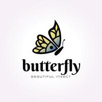 flying butterfly logo, beautiful insect vintage icon vector illustration