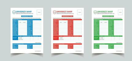 Registration form template and editable education admission form design vector