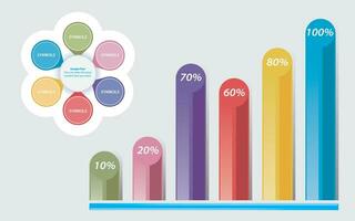 Multi colored pie chart by bar graphs vector