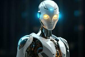AI generated Modern futuristic robot with glowing eyes Ai generated photo